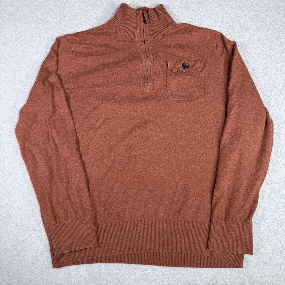 Banana Republic Men's Mock Neck Henley Knit Cotton Pullover Sweater Brown XL